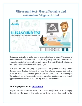 Ultrasound test- Most affordable and convenient Diagnostic tool