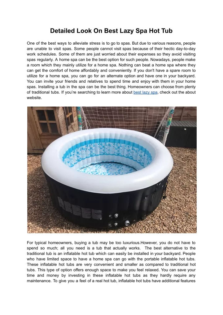 detailed look on best lazy spa hot tub