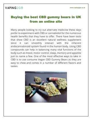 Buying the best CBD gummy bears in UK from an online site