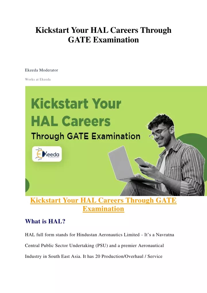 kickstart your hal careers through gate
