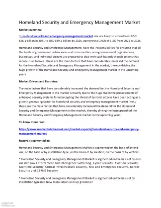 homeland security and emergency management market