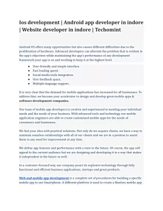 Ios development | Android app developer in indore | Website developer in indore