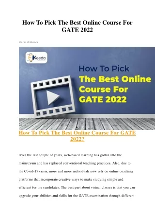 How To Pick The Best Online Course For GATE 2022