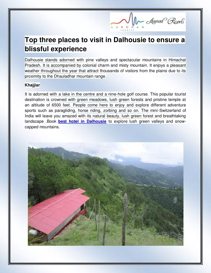 top three places to visit in dalhousie to ensure