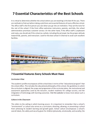 7 Essential Characteristics of the Best Schools