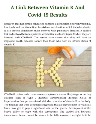 A Link Between Vitamin K And Covid-19 Results
