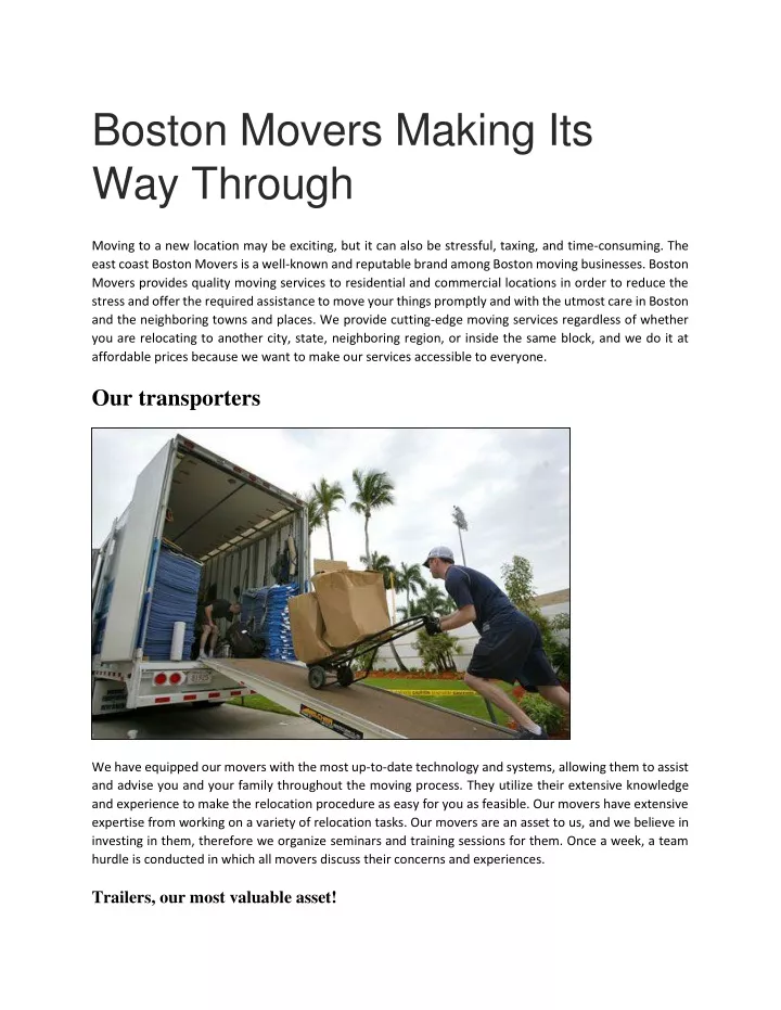 boston movers making its way through