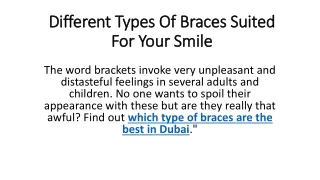 different types of braces suited for your smile