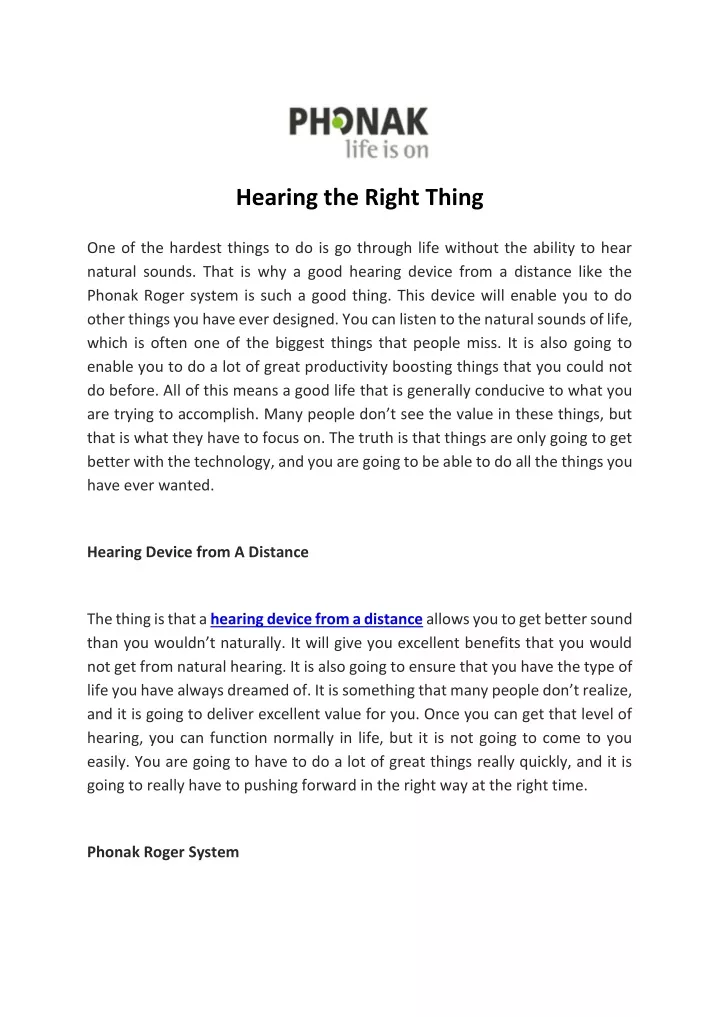 hearing the right thing