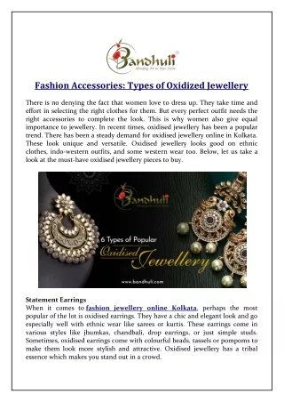 Fashion Accessories Types of Oxidized Jewellery
