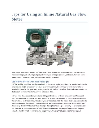 Tips for Using An Inline Natural Gas Flow Meter