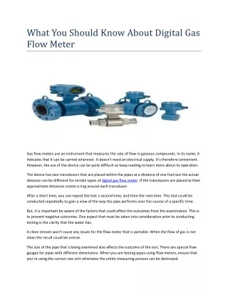 What You Should Know About Digital Gas Flow Meter