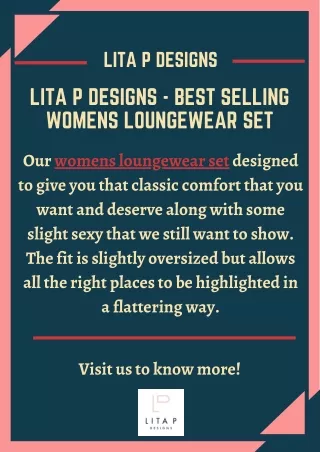 Lita P Designs - Best Selling Womens Loungewear Set