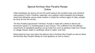 Special Amritsari Aloo Paratha Recipe Online