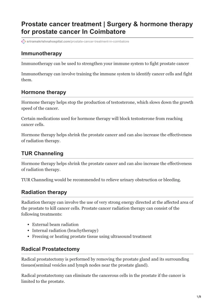 prostate cancer treatment surgery hormone therapy