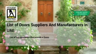 List of Doors Suppliers And Manufacturers in UAE