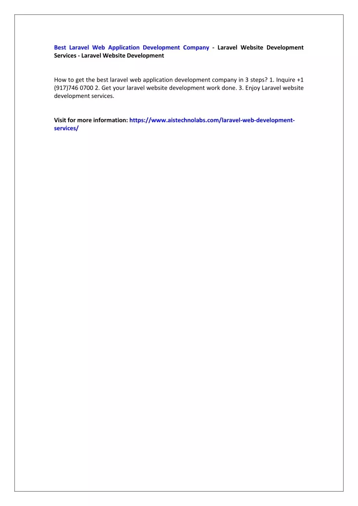 best laravel web application development company