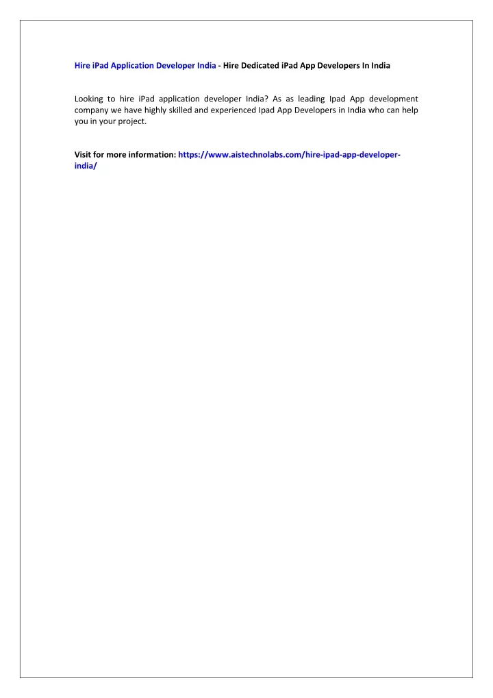 hire ipad application developer india hire