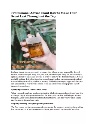 professional advice about how to make your scent