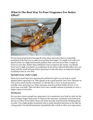 what is the best way to pour fragrance for better