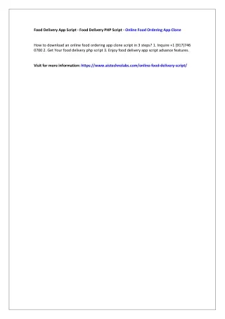 Food Delivery App Script - Food Delivery PHP Script - Online Food Ordering App