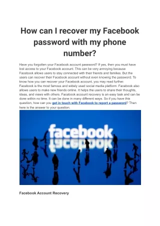 How can I recover my Facebook password with my phone number
