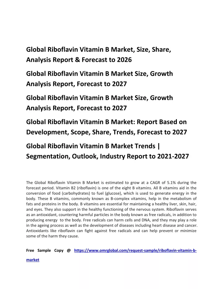 global riboflavin vitamin b market size share