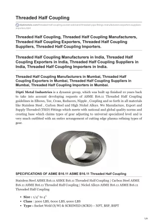 Threaded Half Coupling