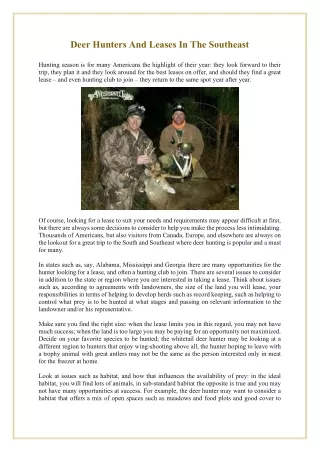 deer hunters and leases in the southeast hunting