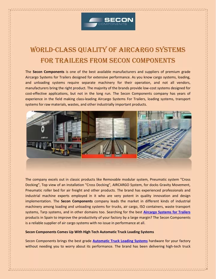 world class quality of aircargo systems
