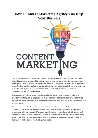 How a Content Marketing Agency Can Help Your Business