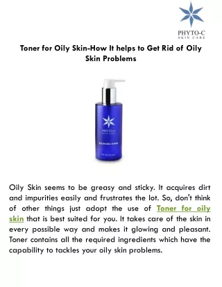 Toner for Oily Skin-How It helps to Get Rid of Oily Skin Problems