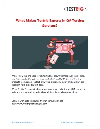 What Makes Testrig Experts in QA Testing Services