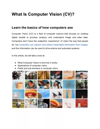 What Is Computer Vision (CV)