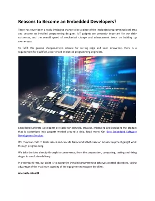 reasons to become an embedded developers