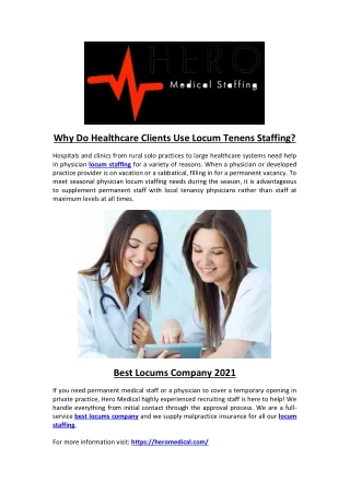 why do healthcare clients use locum tenens