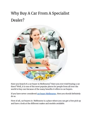 Why Buy A Car From A Specialist Dealer