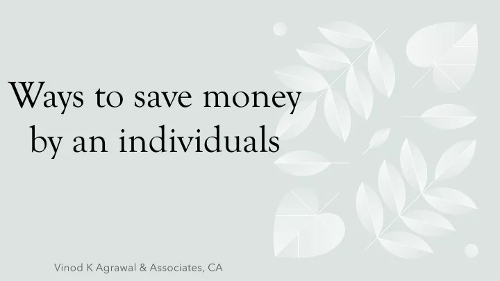 ways to save money by an individuals