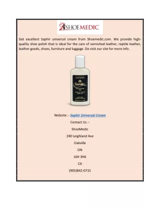 get excellent saphir universal cream from