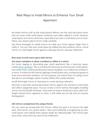 Best Ways to Install Mirrors to Enhance Your Small Apartment-converted