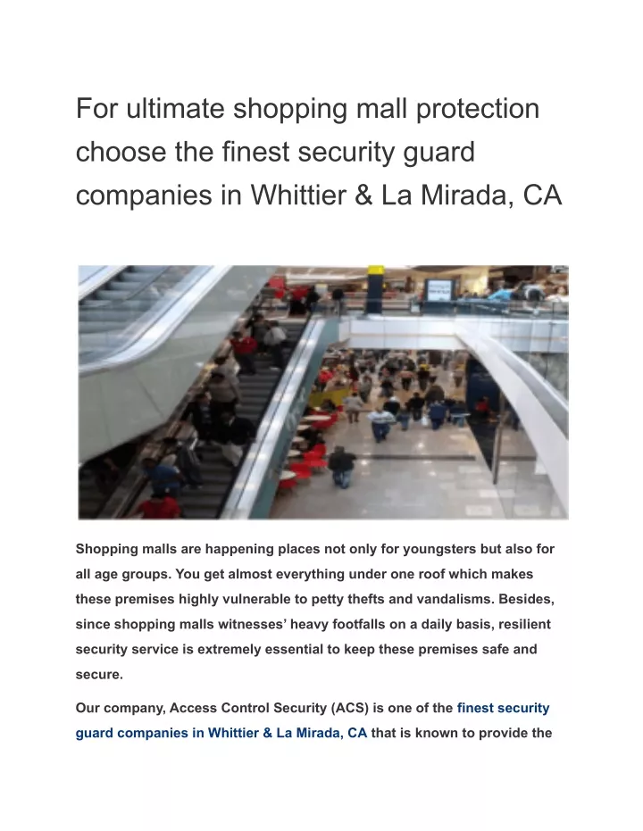 for ultimate shopping mall protection choose