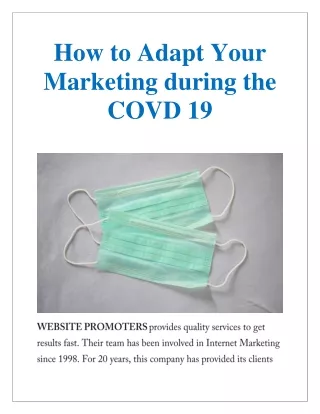 How to Adapt Your Marketing during the COVD-19