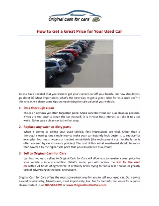 How to Get a Great Price for Your Used Car