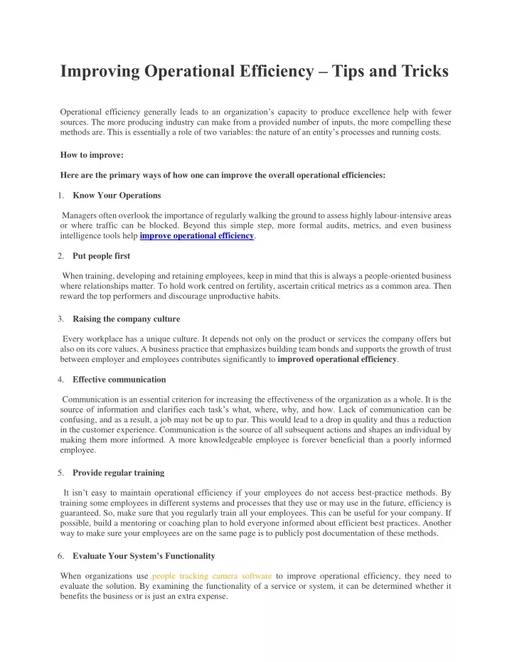 improving operational efficiency tips and tricks