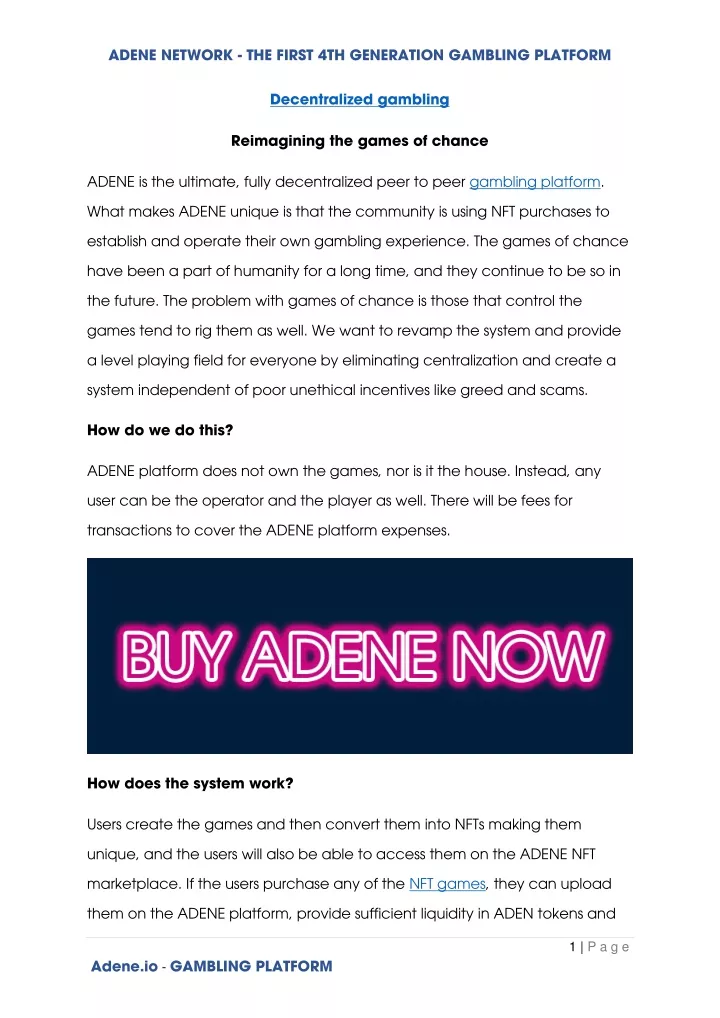 adene network the first 4th generation gambling