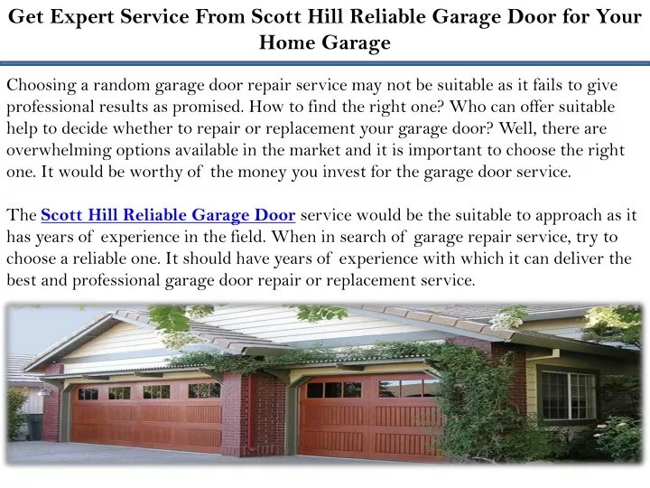 get expert service from scott hill reliable