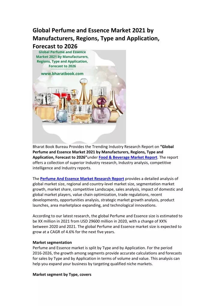 global perfume and essence market 2021