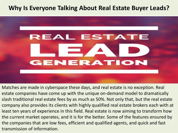 why is everyone talking about real estate buyer leads