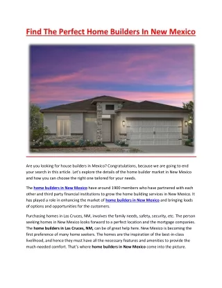 Find The Perfect Home Builders In New Mexico