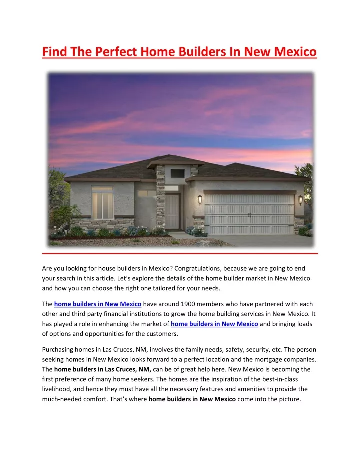 find the perfect home builders in new mexico